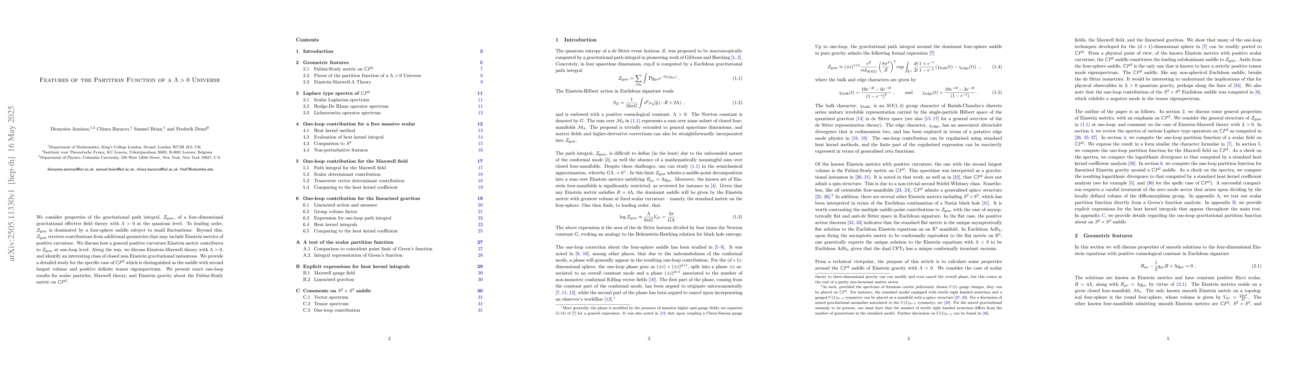 Thumbnail for Features of the Partition Function of a $Λ>0$ Universe