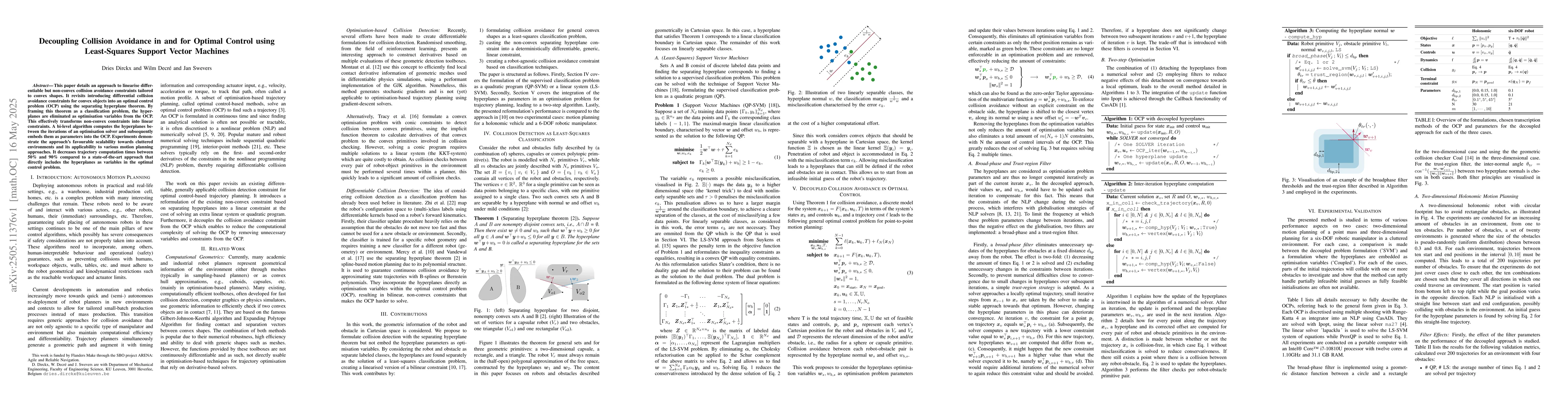 Thumbnail for Decoupling Collision Avoidance in and for Optimal Control using
  Least-Squares Support Vector Machines