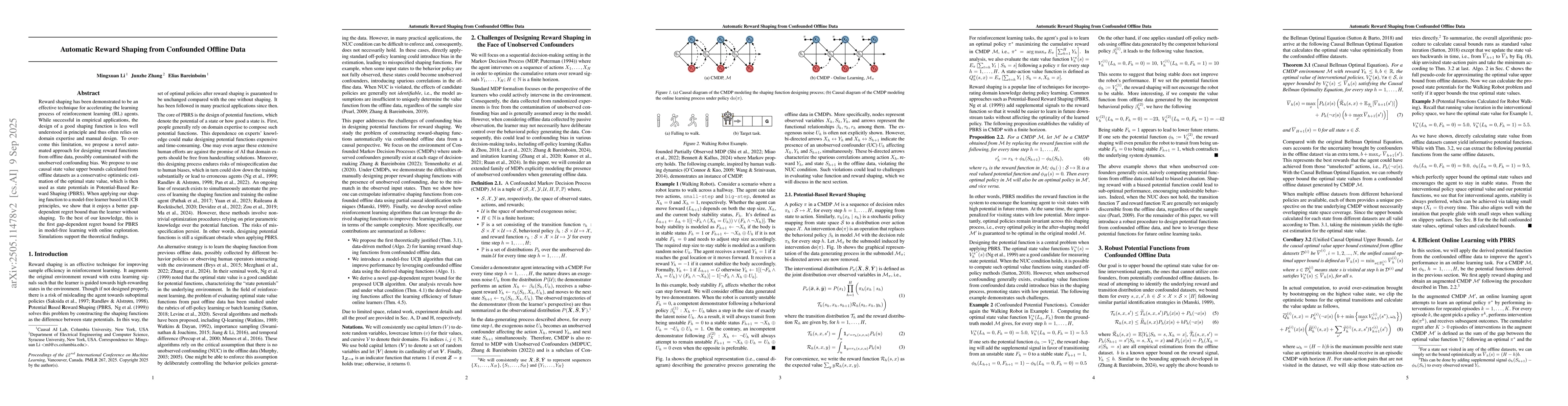 Thumbnail for Automatic Reward Shaping from Confounded Offline Data