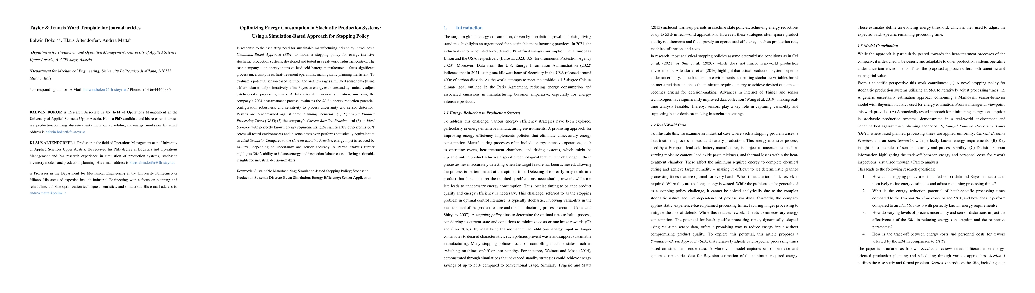 Thumbnail for Optimizing Energy Consumption in Stochastic Production Systems: Using a
  Simulation-Based Approach for Stopping Policy