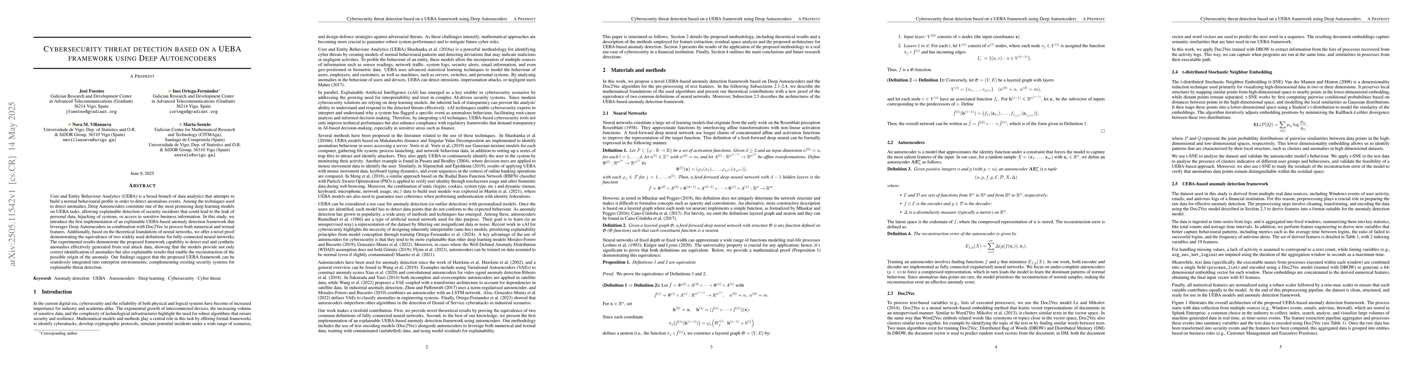 Thumbnail for Cybersecurity threat detection based on a UEBA framework using Deep
  Autoencoders