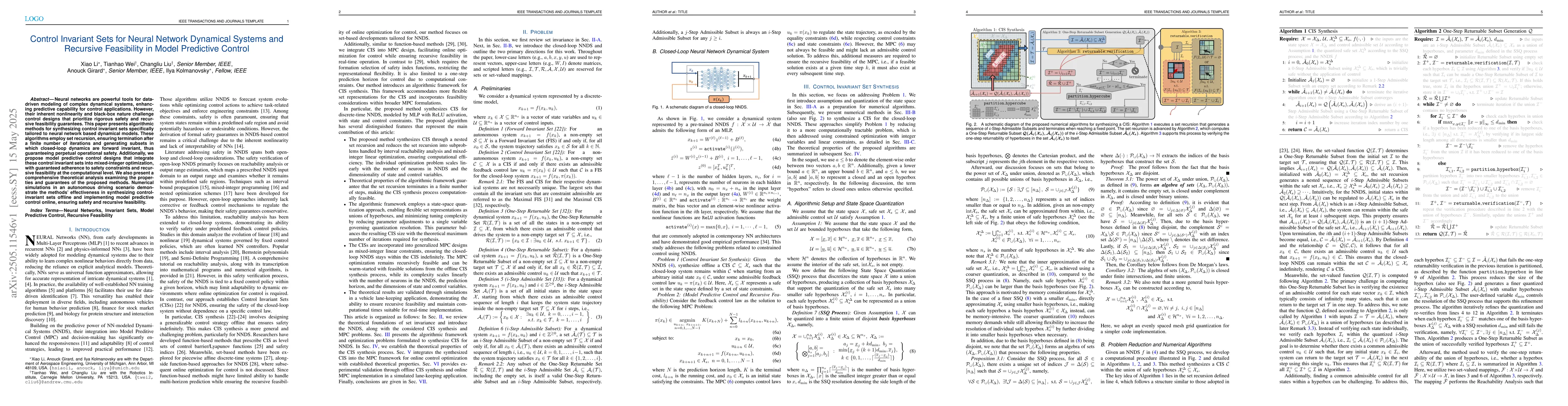 Thumbnail for Control Invariant Sets for Neural Network Dynamical Systems and
  Recursive Feasibility in Model Predictive Control