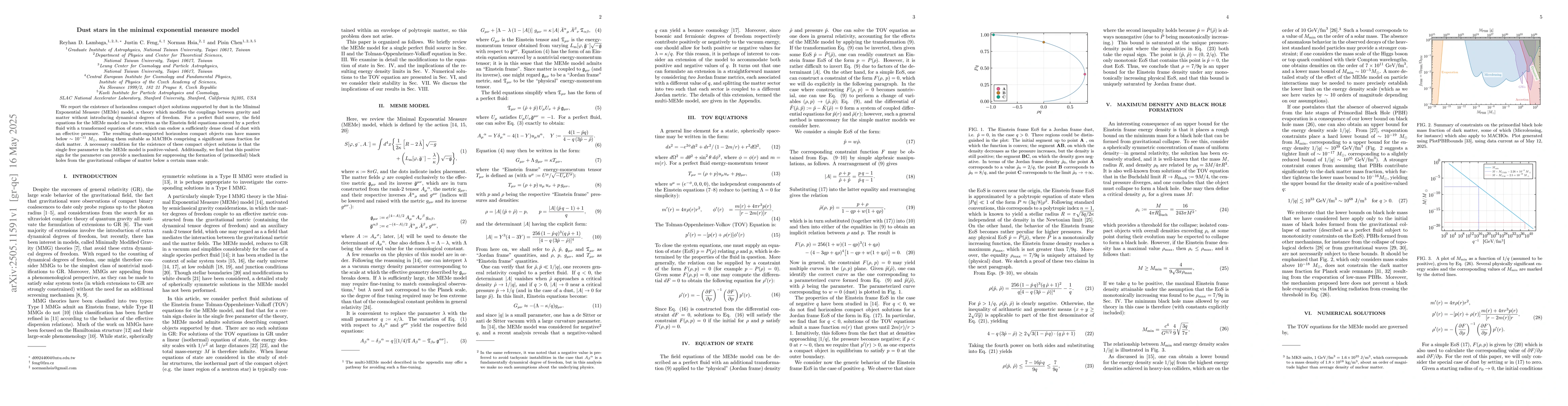 Thumbnail for Dust stars in the minimal exponential measure model