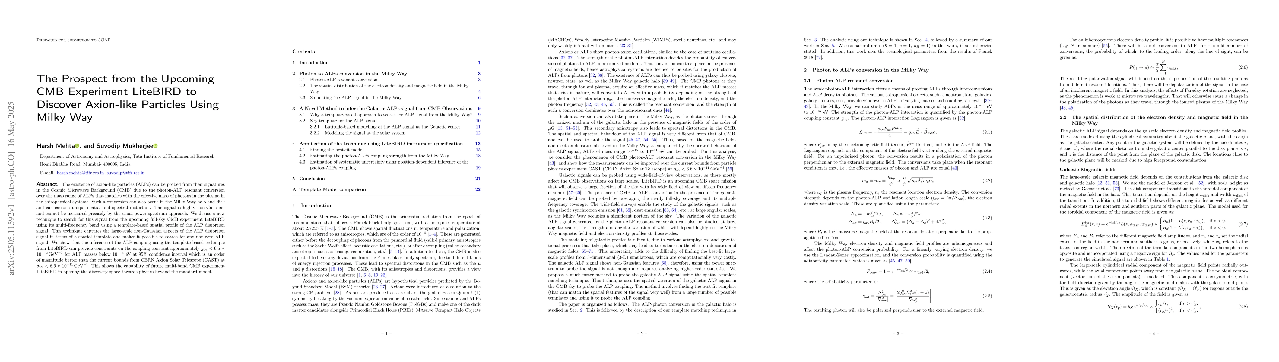 Thumbnail for The Prospect from the Upcoming CMB Experiment LiteBIRD to Discover
  Axion-like Particles Using Milky Way