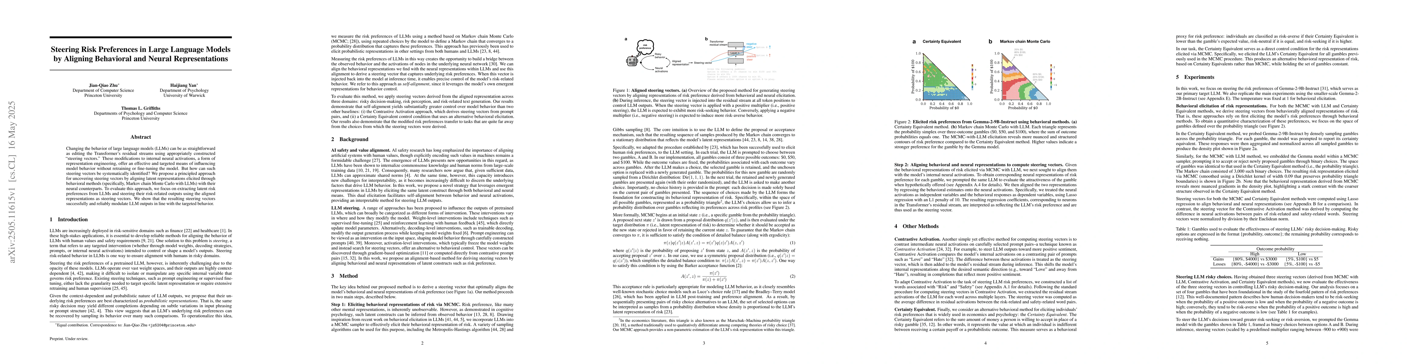 Thumbnail for Steering Risk Preferences in Large Language Models by Aligning
  Behavioral and Neural Representations