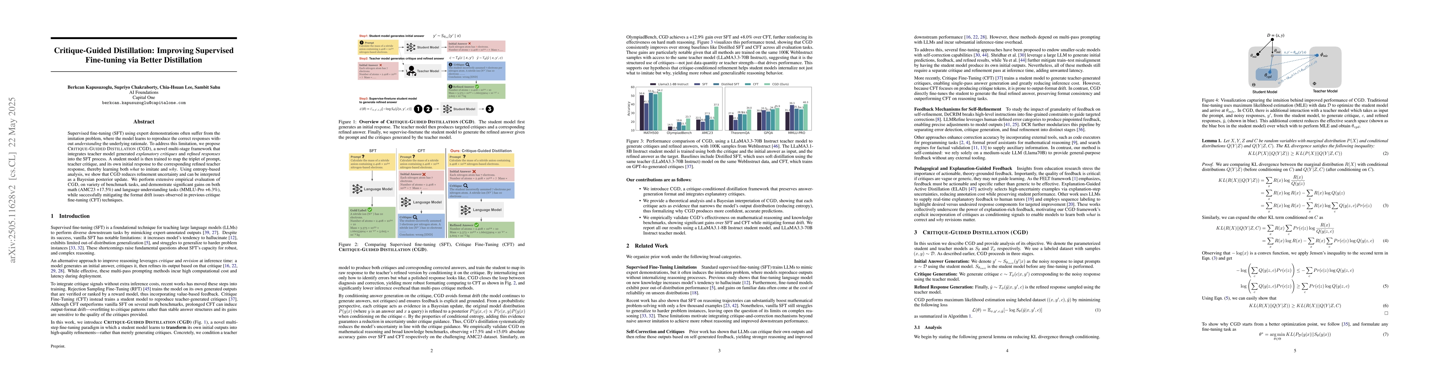Thumbnail for Critique-Guided Distillation: Improving Supervised Fine-tuning via
  Better Distillation