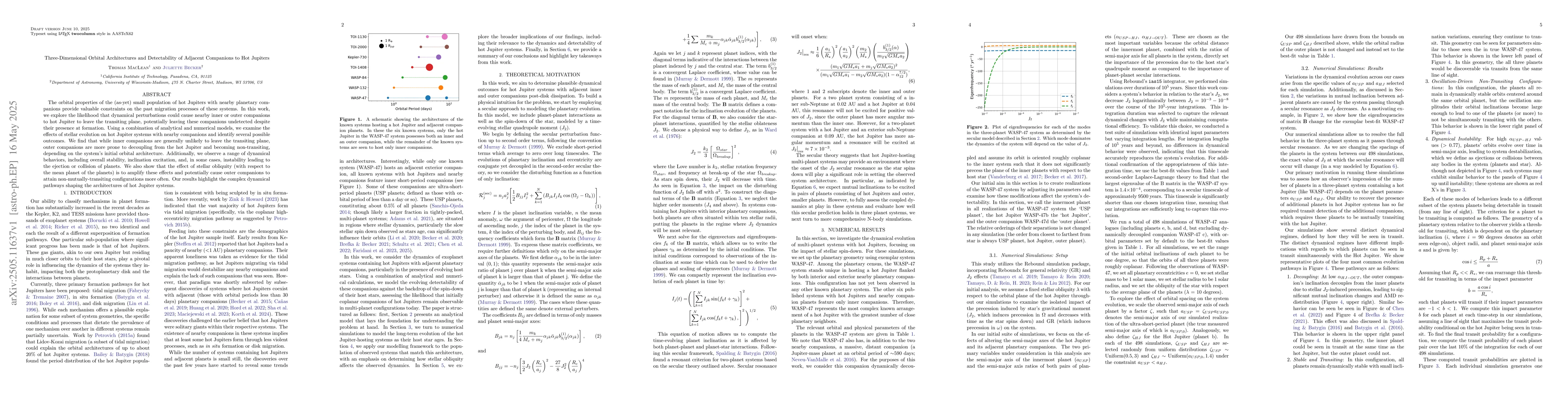 Thumbnail for Three-Dimensional Orbital Architectures and Detectability of Adjacent
  Companions to Hot Jupiters