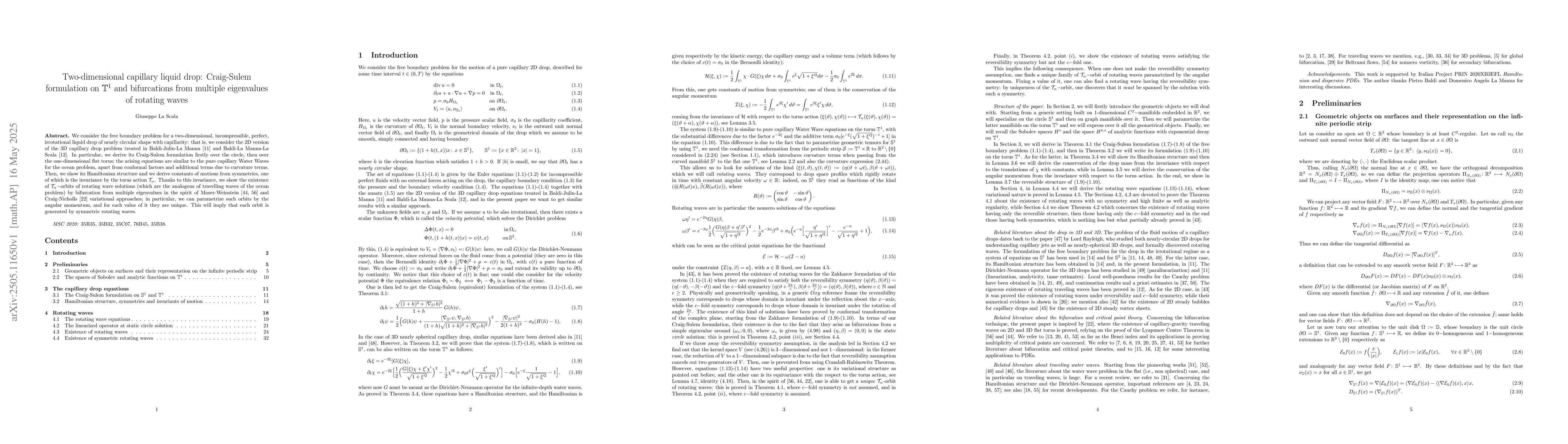 Thumbnail for Two-dimensional capillary liquid drop: Craig-Sulem formulation on
  $\mathbb{T}^1$ and bifurcations from multiple eigenvalues of rotating waves