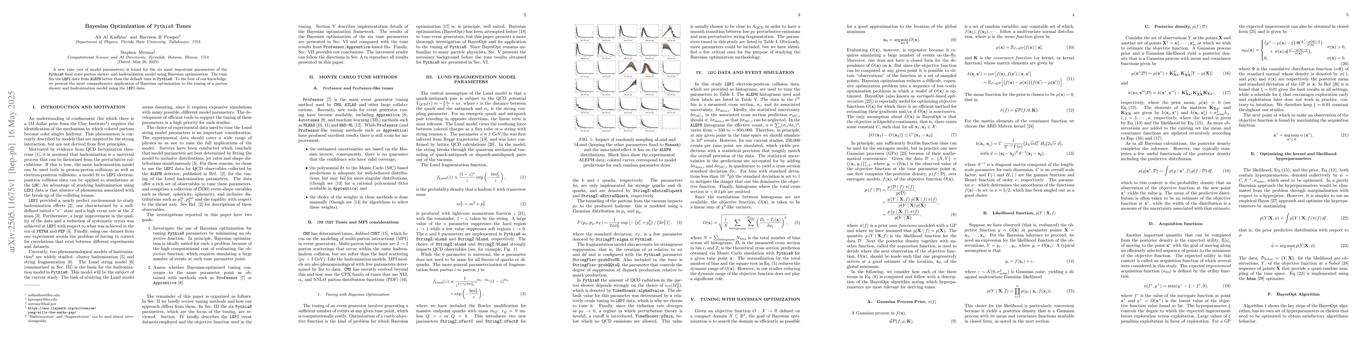 Thumbnail for Bayesian Optimization of Pythia8 Tunes