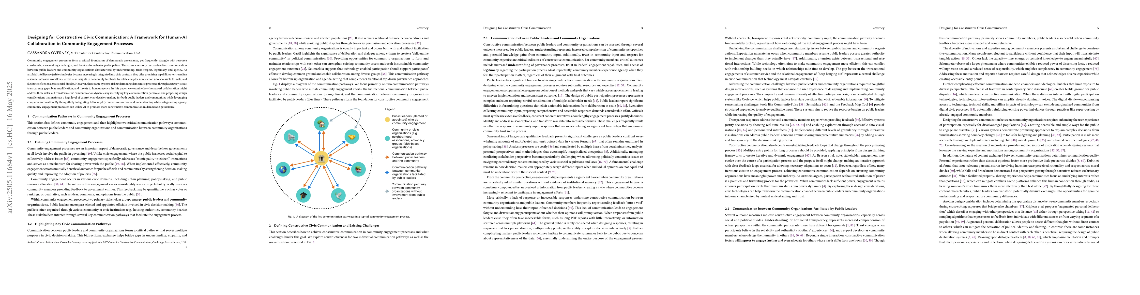 Thumbnail for Designing for Constructive Civic Communication: A Framework for Human-AI
  Collaboration in Community Engagement Processes
