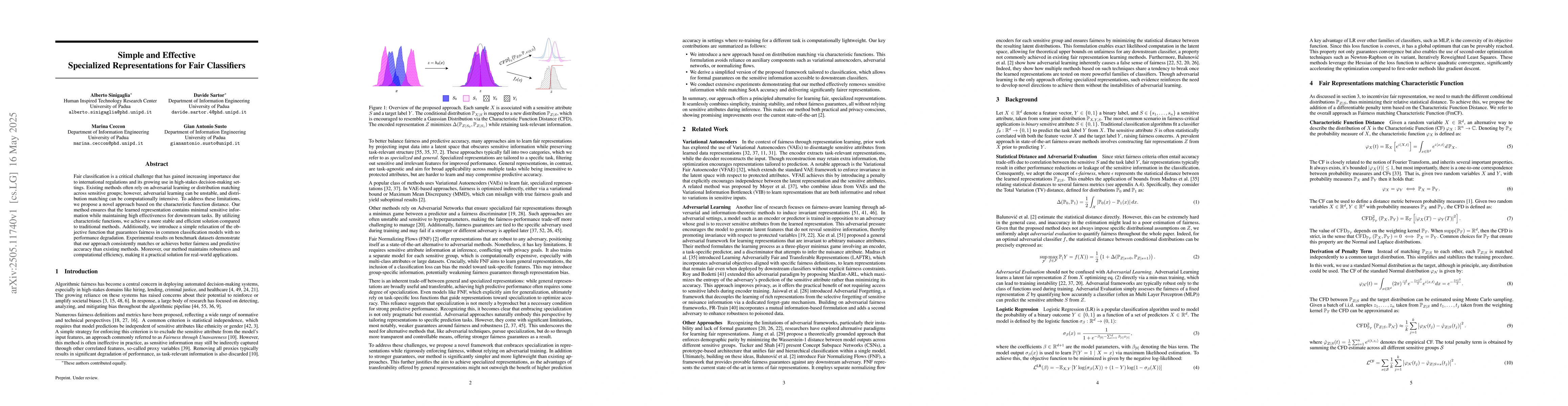 Thumbnail for Simple and Effective Specialized Representations for Fair Classifiers