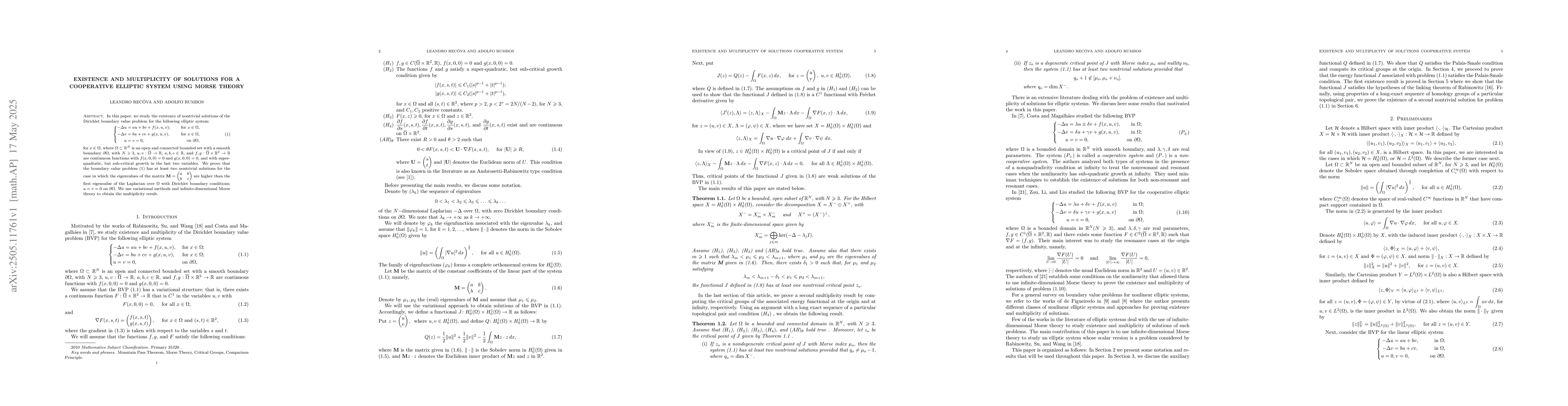 Thumbnail for Existence and Multiplicity of Solutions for a Cooperative Elliptic
  System Using Morse Theory
