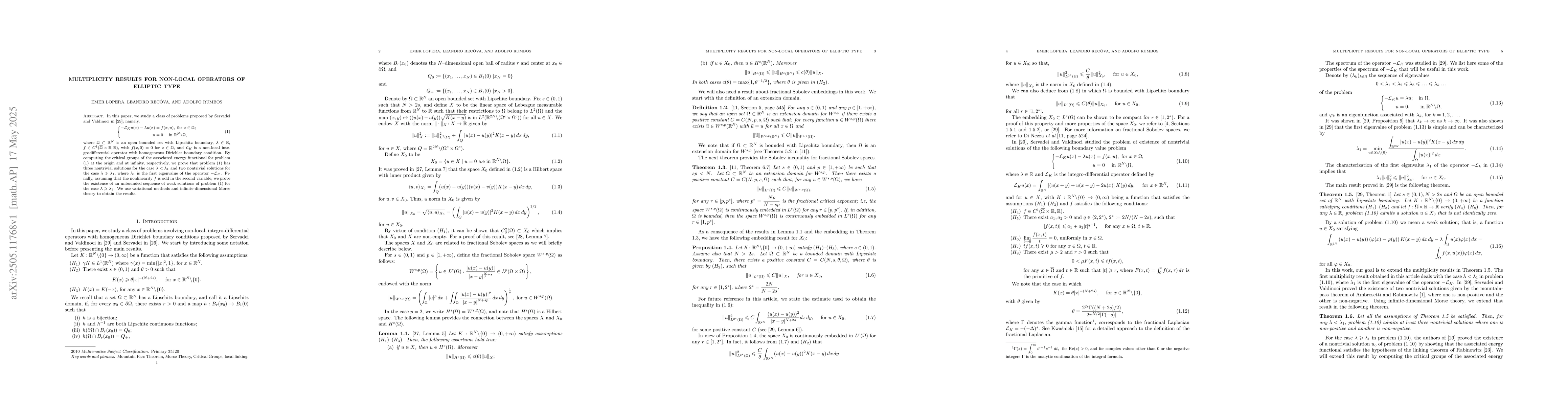 Thumbnail for Multiplicity results for non-local operators of elliptic type