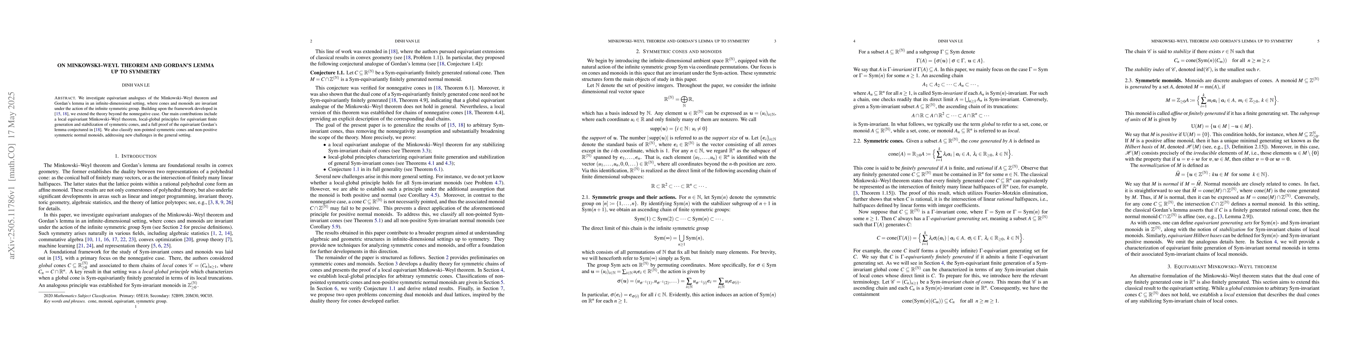 Thumbnail for Minkowski-Weyl theorem and Gordan's lemma up to symmetry