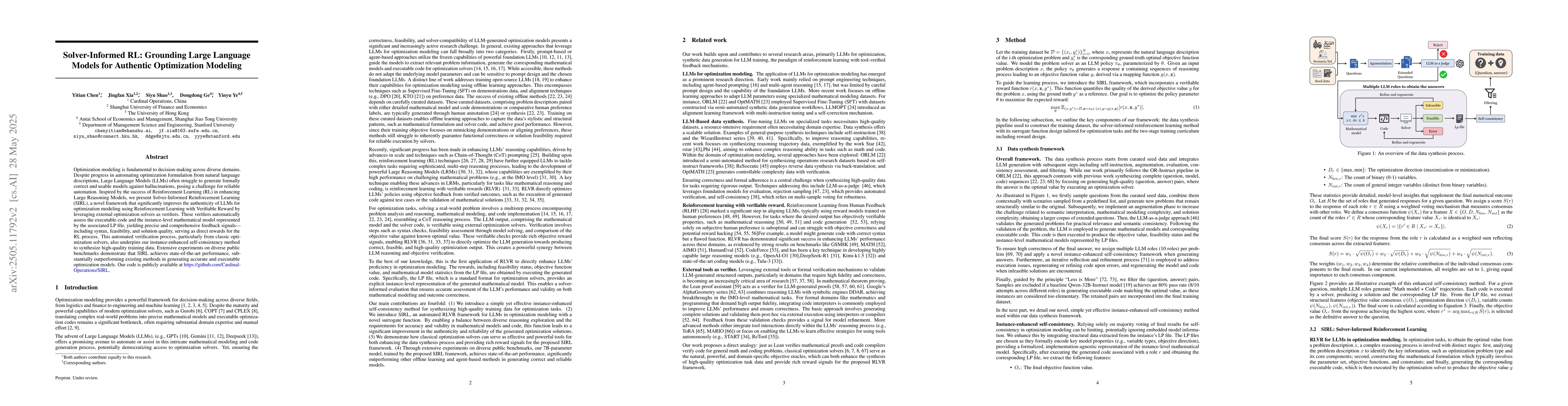Thumbnail for Solver-Informed RL: Grounding Large Language Models for Authentic
  Optimization Modeling
