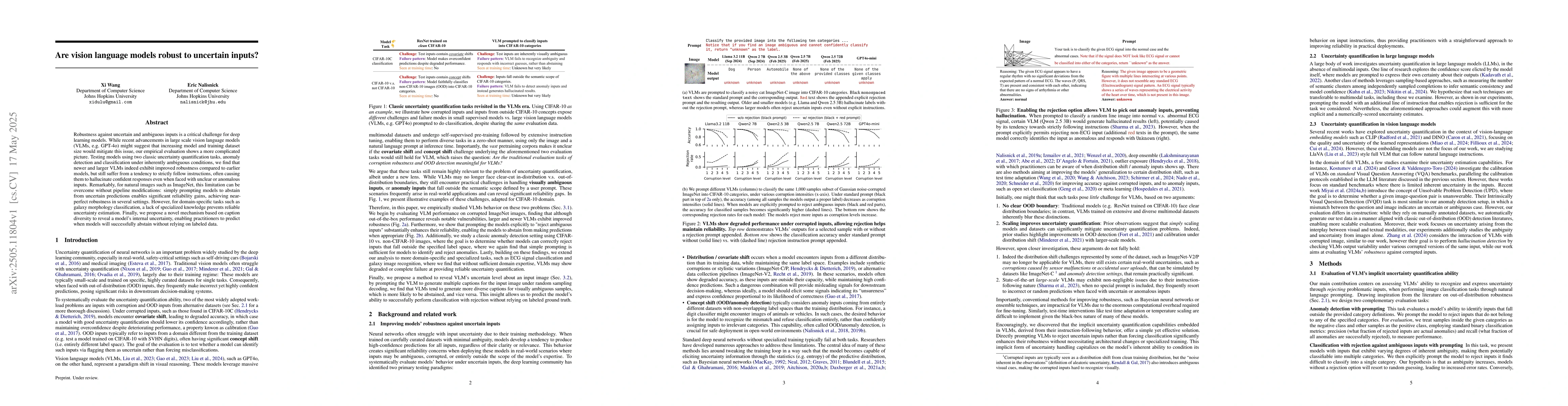 Thumbnail for Are vision language models robust to uncertain inputs?