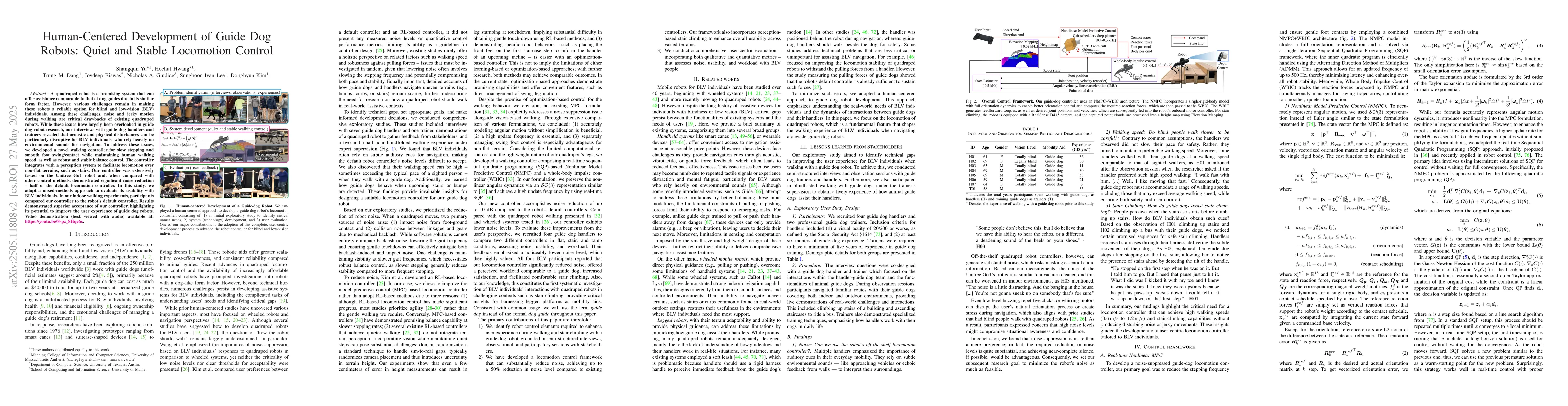 Thumbnail for Human-Centered Development of Guide Dog Robots: Quiet and Stable
  Locomotion Control