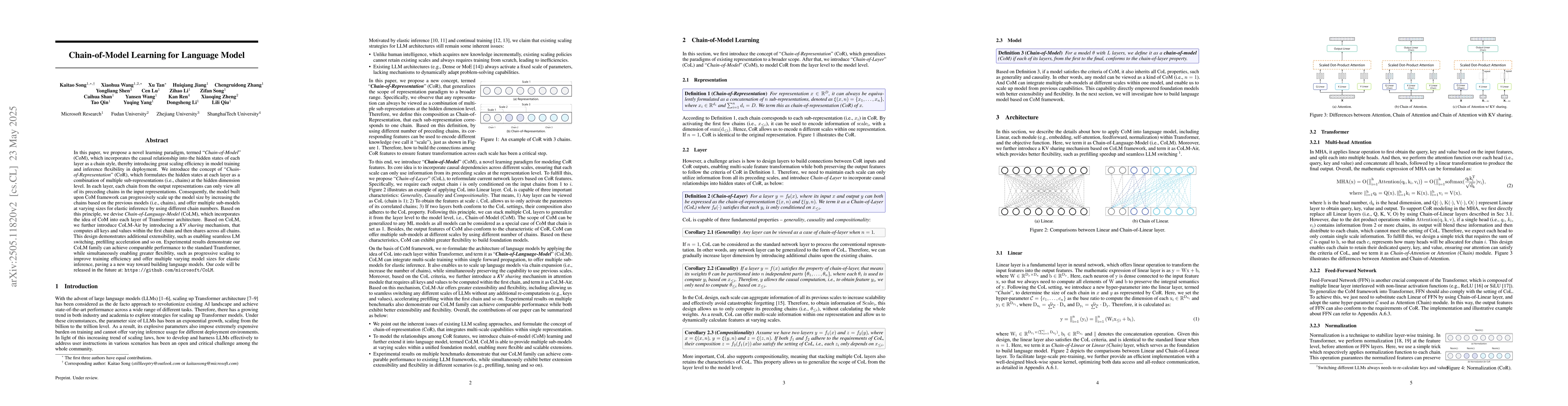 Thumbnail for Chain-of-Model Learning for Language Model