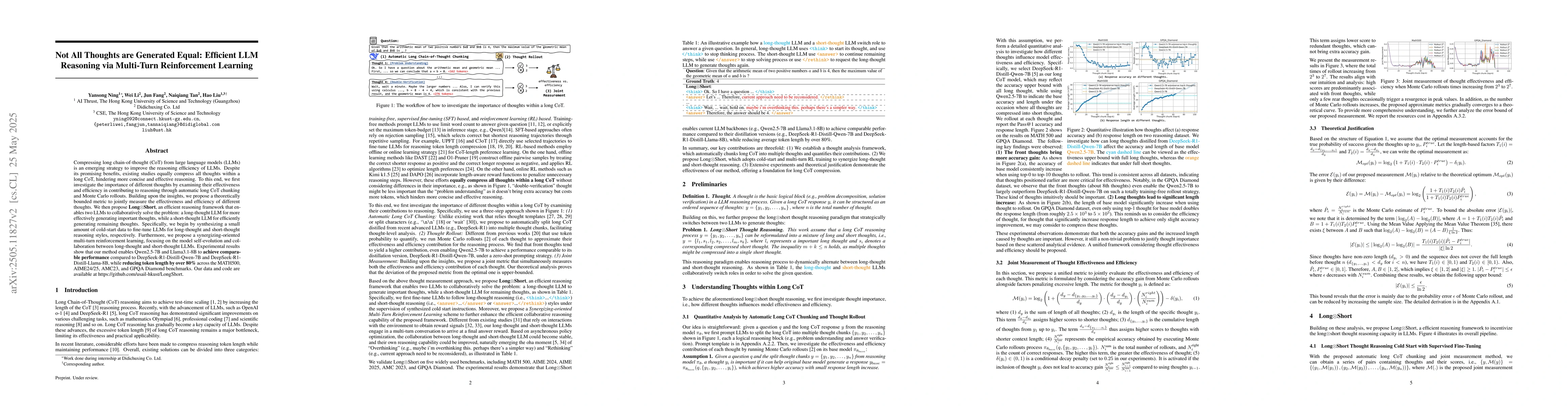 Thumbnail for Not All Thoughts are Generated Equal: Efficient LLM Reasoning via
  Multi-Turn Reinforcement Learning