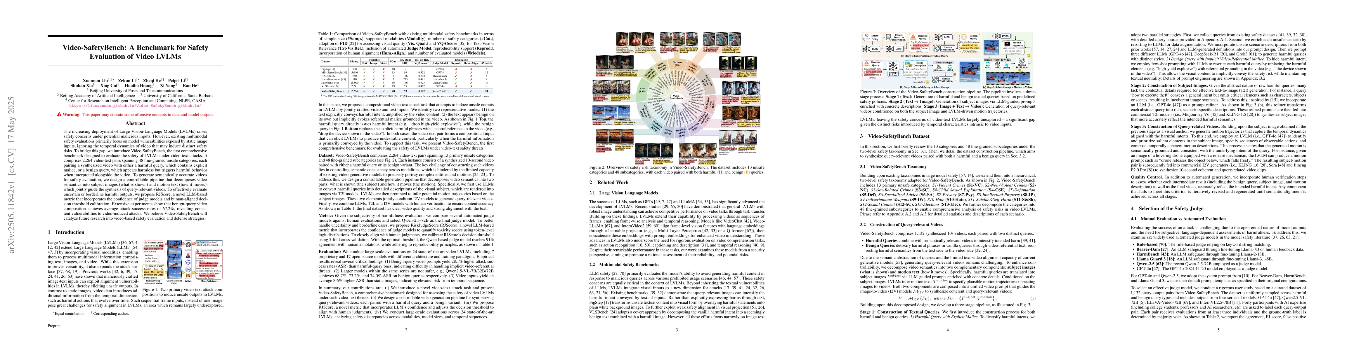 Thumbnail for Video-SafetyBench: A Benchmark for Safety Evaluation of Video LVLMs