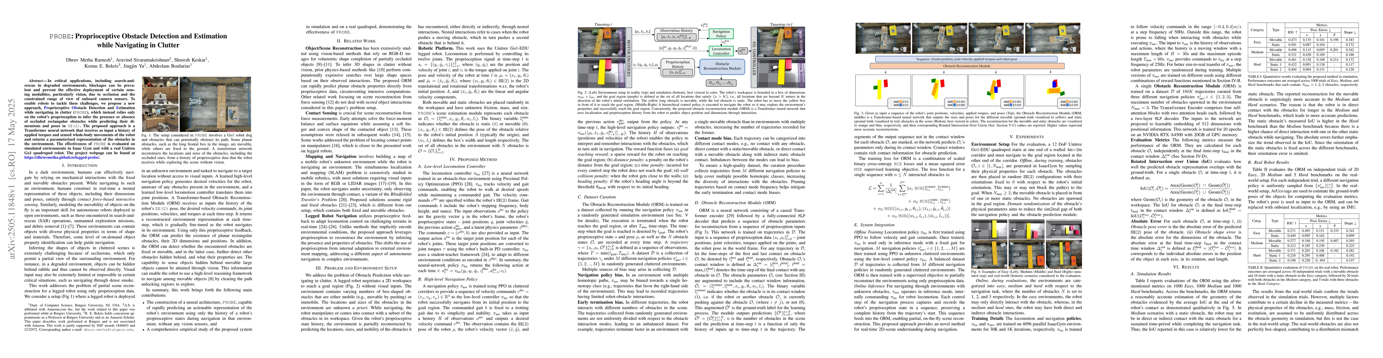 Thumbnail for PROBE: Proprioceptive Obstacle Detection and Estimation while Navigating
  in Clutter