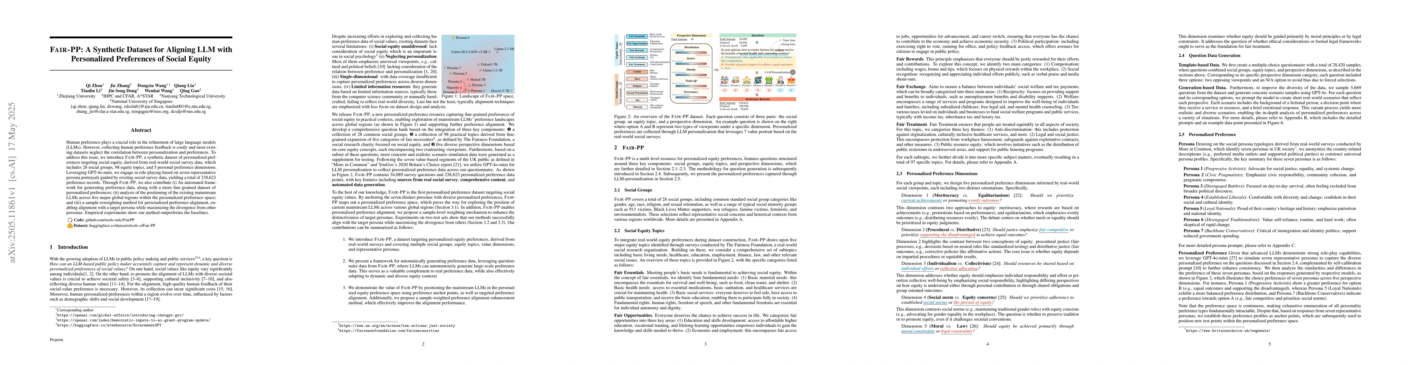 Thumbnail for Fair-PP: A Synthetic Dataset for Aligning LLM with Personalized
  Preferences of Social Equity