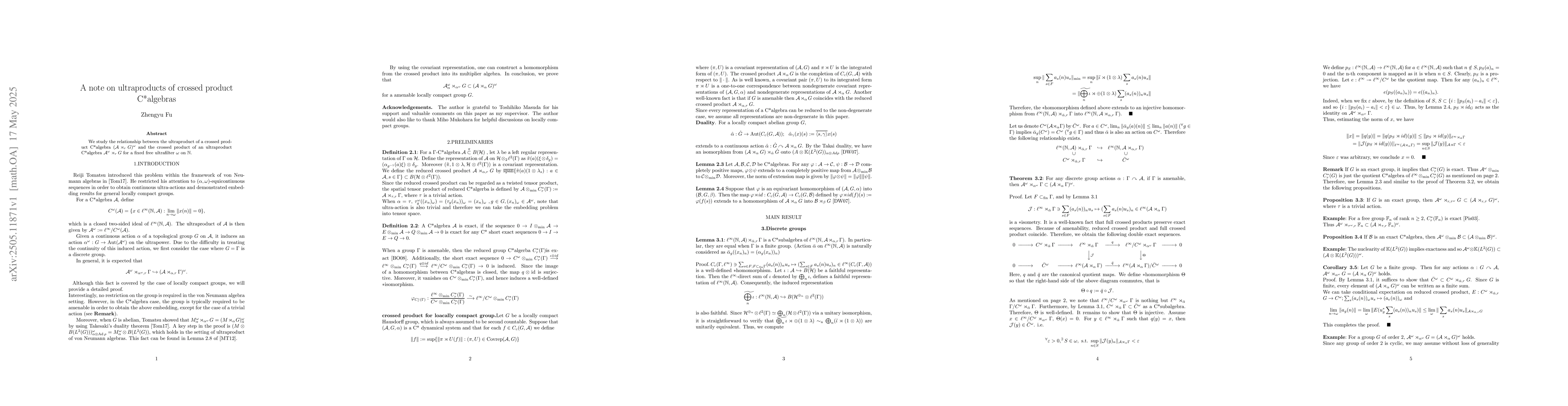 Thumbnail for A note on ultraproducts of crossed product C*algebras