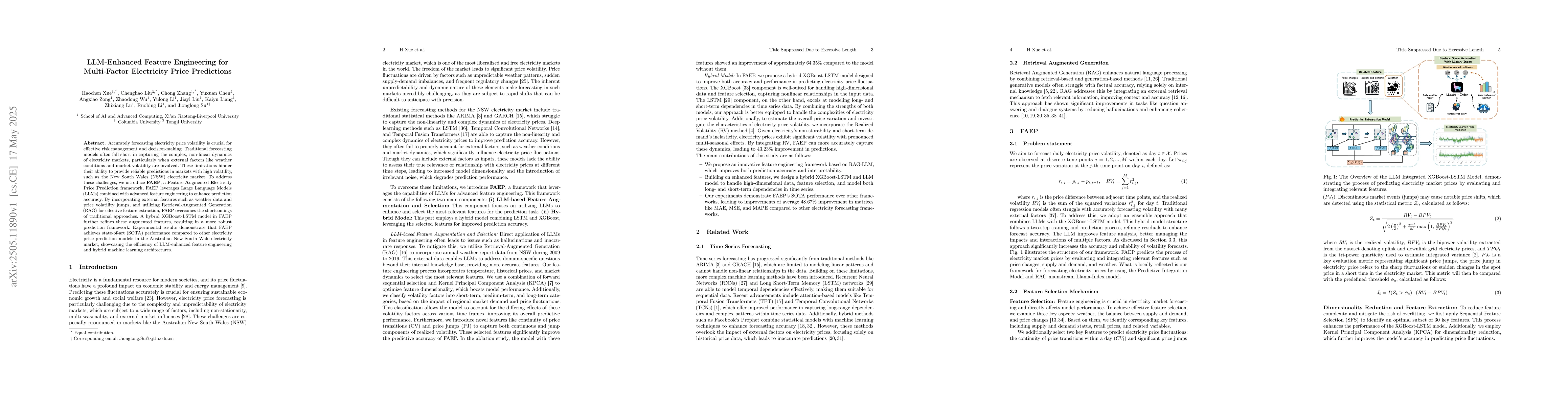 Thumbnail for LLM-Enhanced Feature Engineering for Multi-Factor Electricity Price
  Predictions