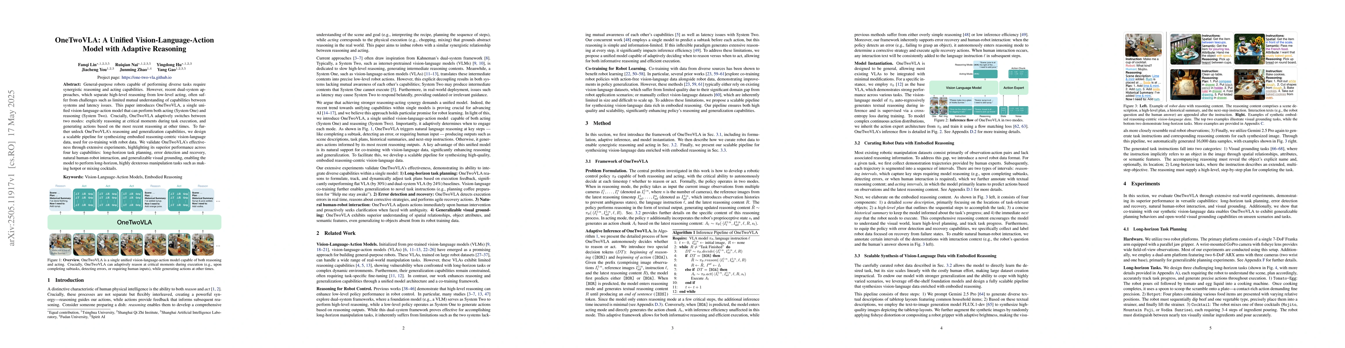 Thumbnail for OneTwoVLA: A Unified Vision-Language-Action Model with Adaptive
  Reasoning