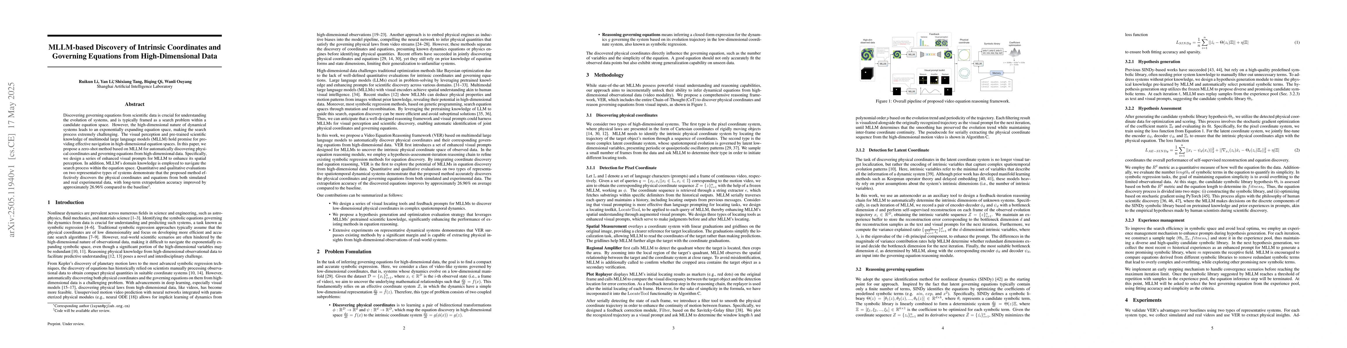 Thumbnail for MLLM-based Discovery of Intrinsic Coordinates and Governing Equations
  from High-Dimensional Data