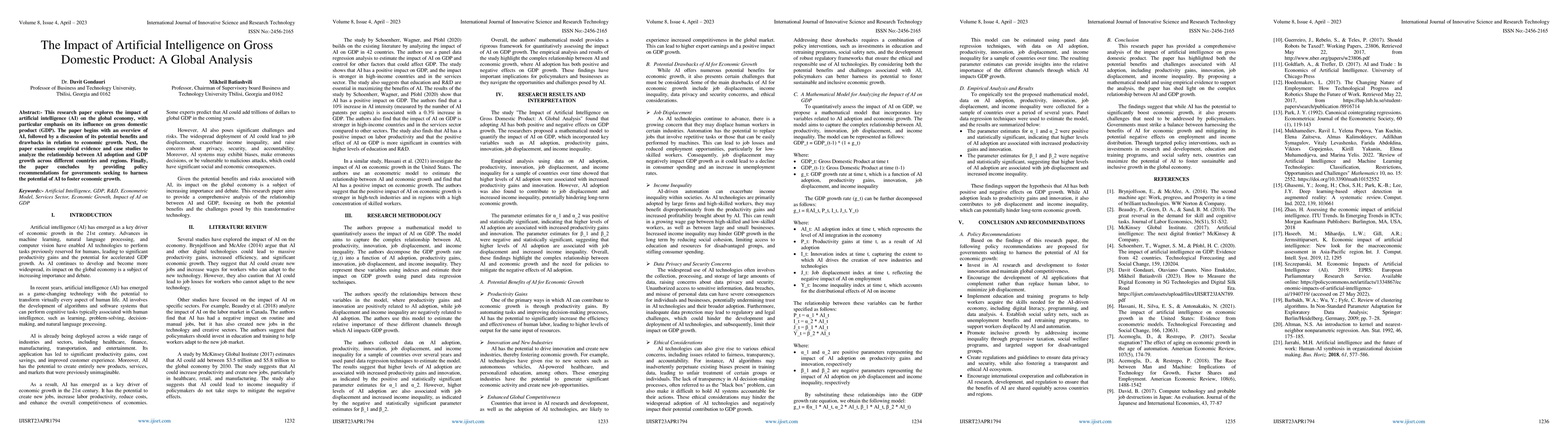 Thumbnail for The Impact of Artificial Intelligence on Gross Domestic Product: A
  Global Analysis
