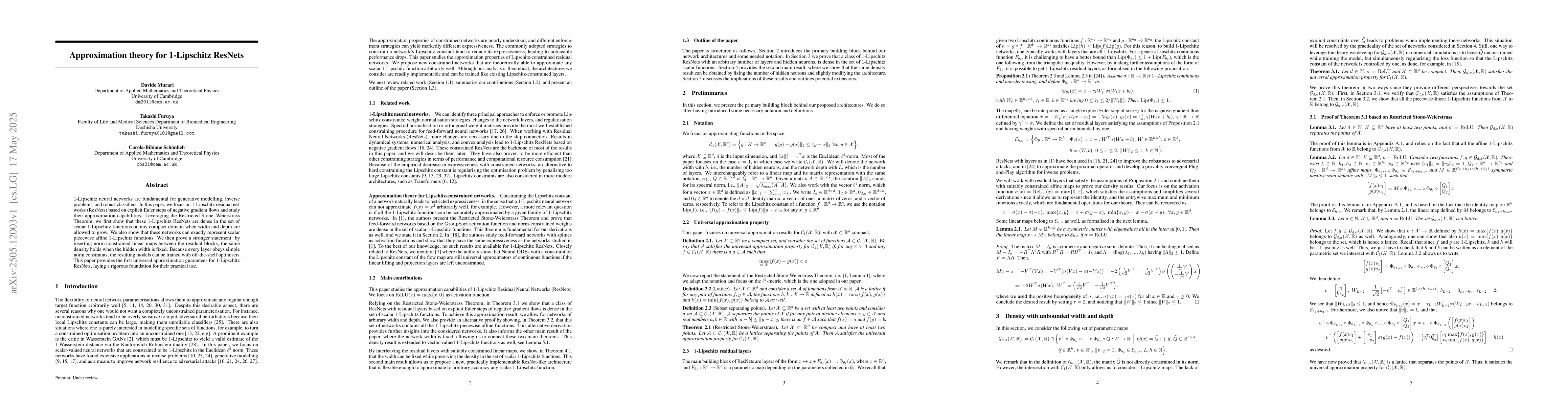 Thumbnail for Approximation theory for 1-Lipschitz ResNets