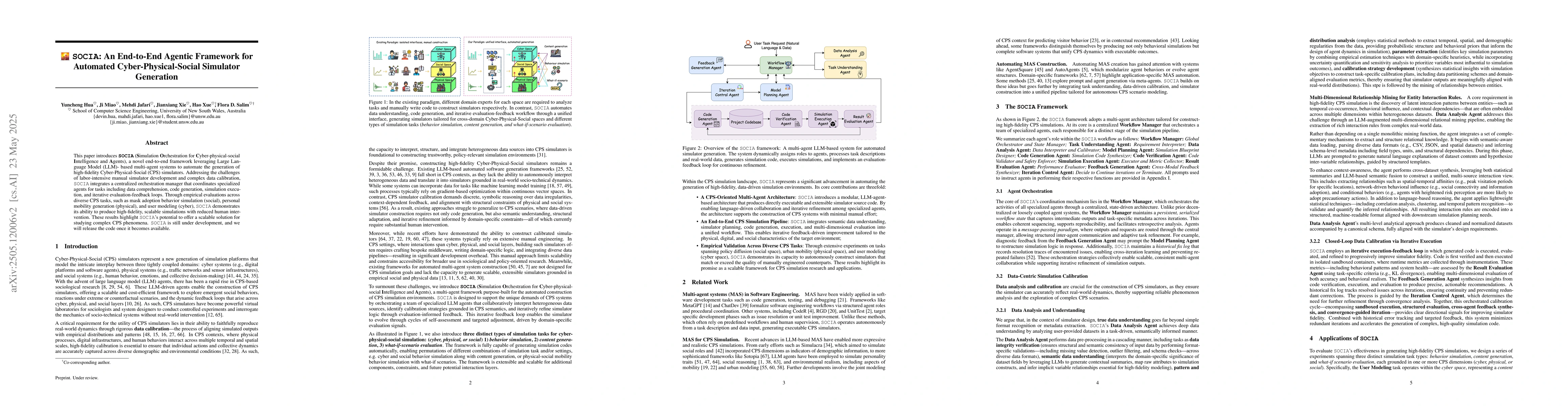 Thumbnail for SOCIA: An End-to-End Agentic Framework for Automated
  Cyber-Physical-Social Simulator Generation