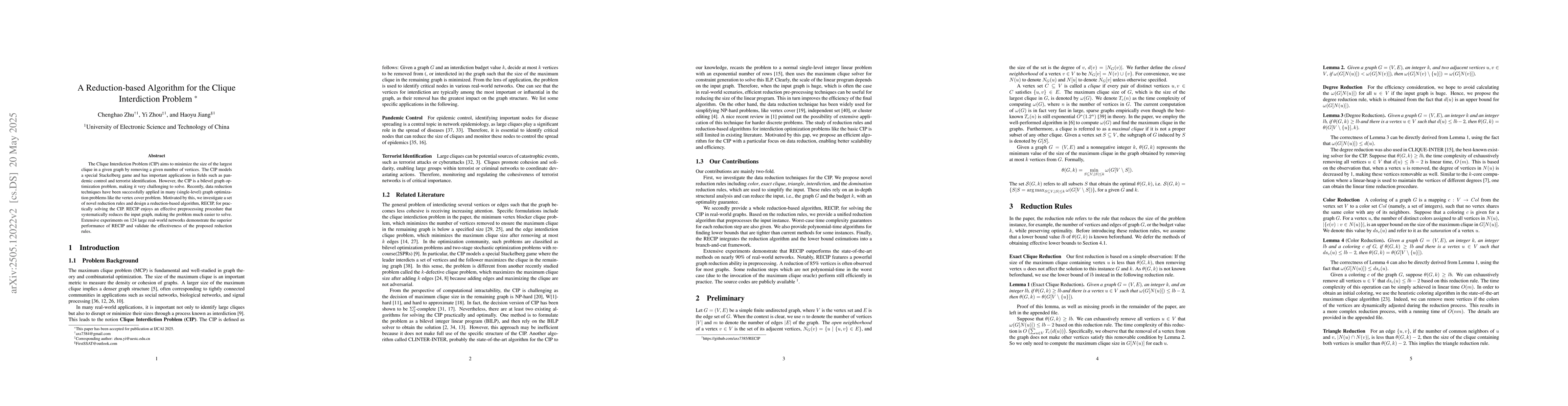 Thumbnail for A Reduction-based Algorithm for the Clique Interdiction Problem