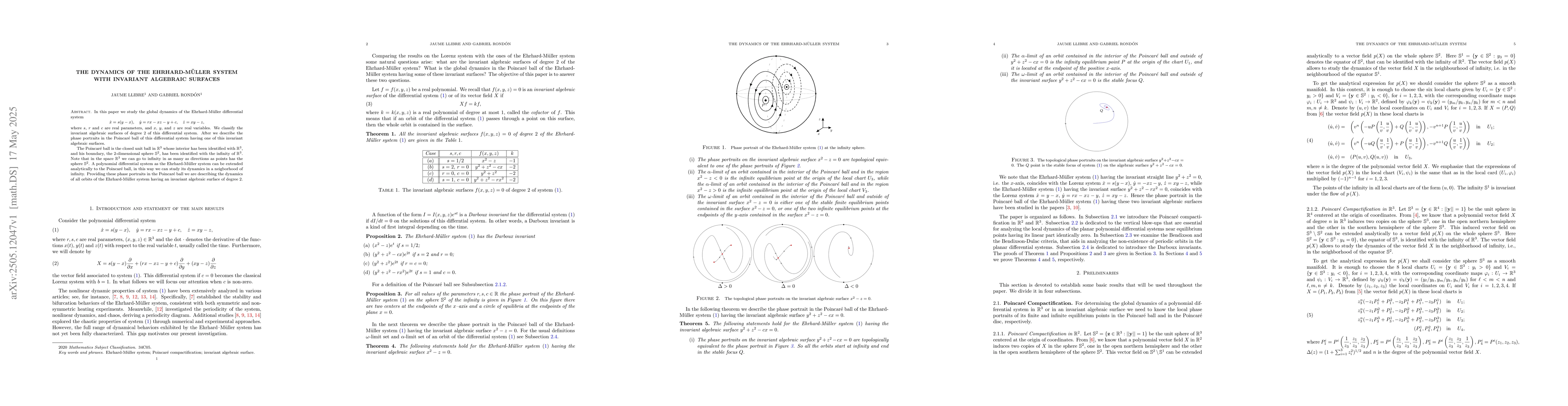 Thumbnail for The dynamics of the Ehrhard-Müller system with invariant algebraic
  surfaces