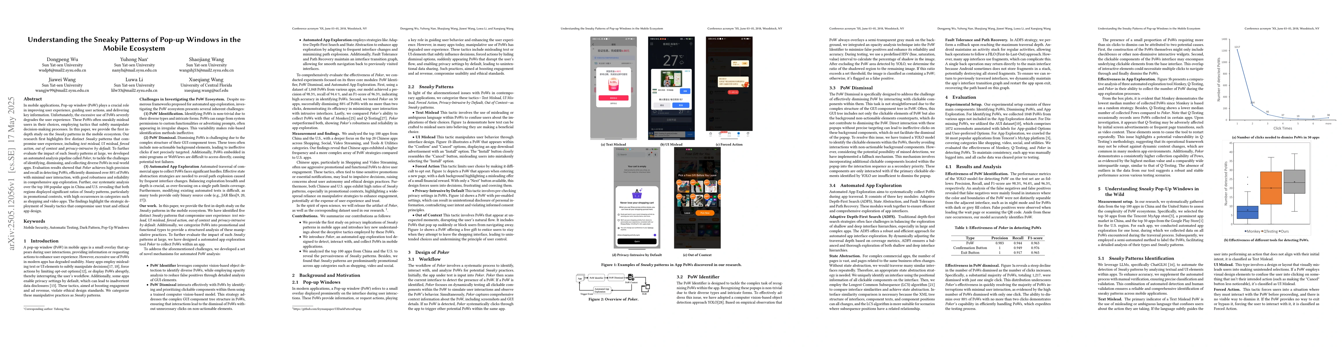 Thumbnail for Understanding the Sneaky Patterns of Pop-up Windows in the Mobile
  Ecosystem