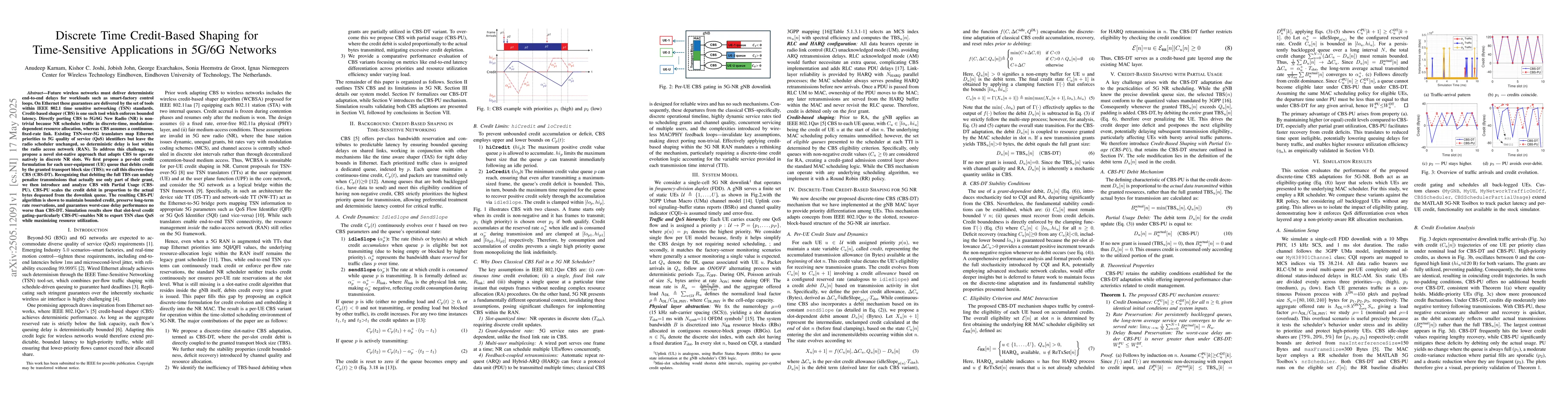 Thumbnail for Discrete Time Credit-Based Shaping for Time-Sensitive Applications in
  5G/6G Networks