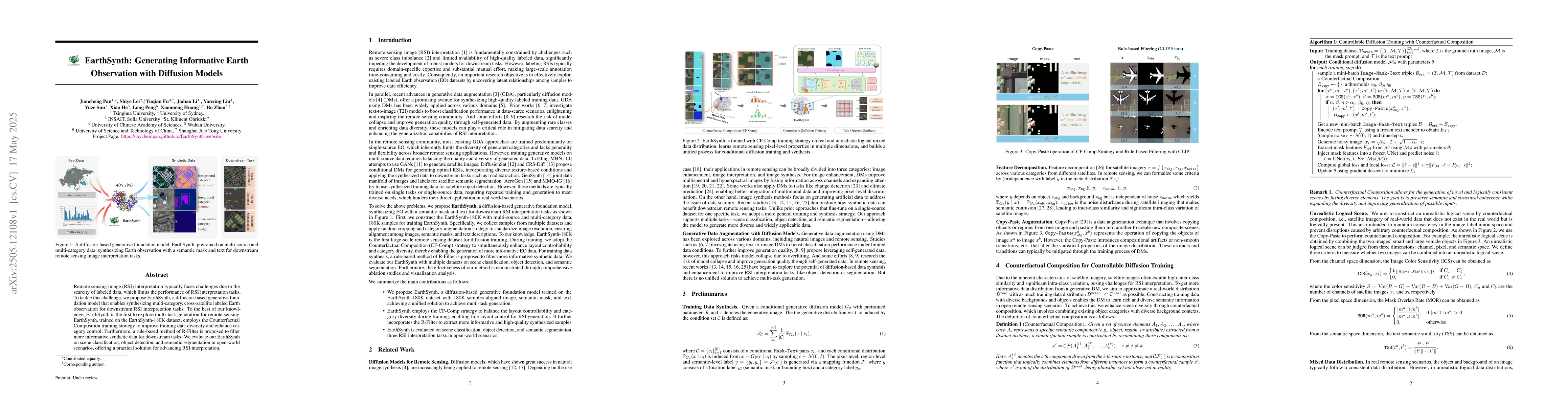 Thumbnail for EarthSynth: Generating Informative Earth Observation with Diffusion
  Models