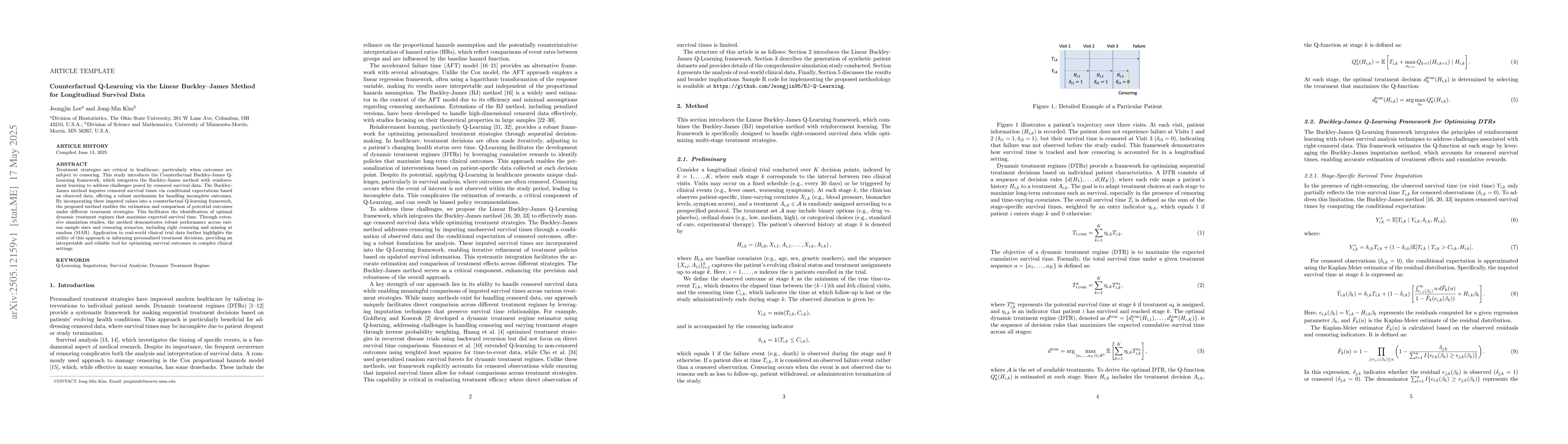 Thumbnail for Counterfactual Q Learning via the Linear Buckley James Method for
  Longitudinal Survival Data