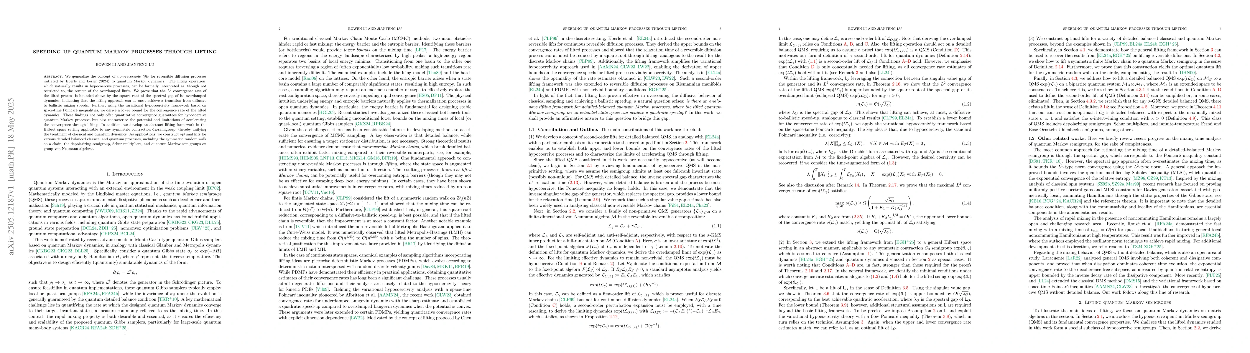 Thumbnail for Speeding up quantum Markov processes through lifting
