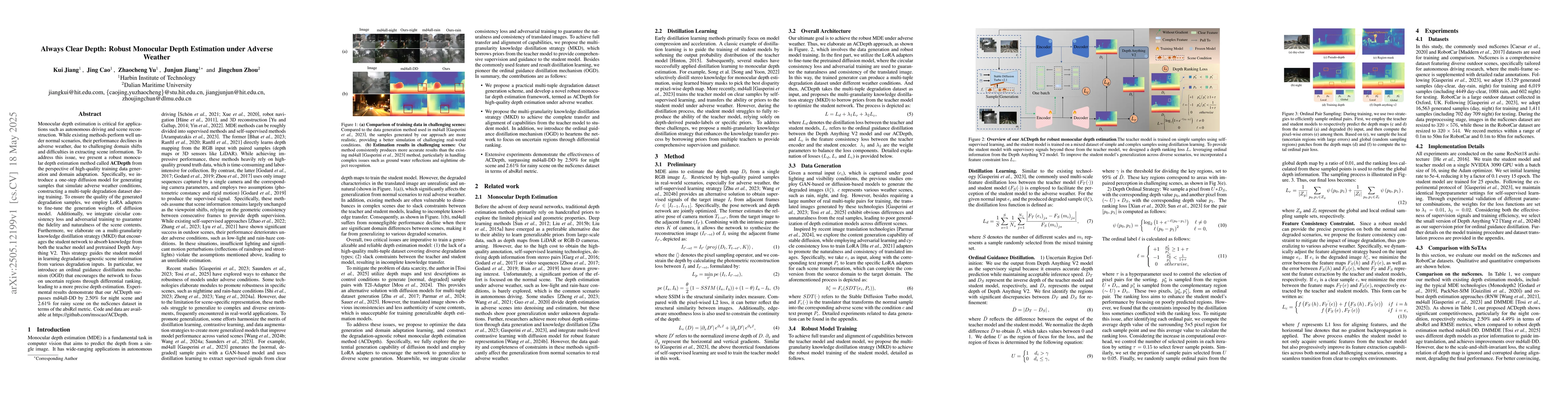 Thumbnail for Always Clear Depth: Robust Monocular Depth Estimation under Adverse
  Weather