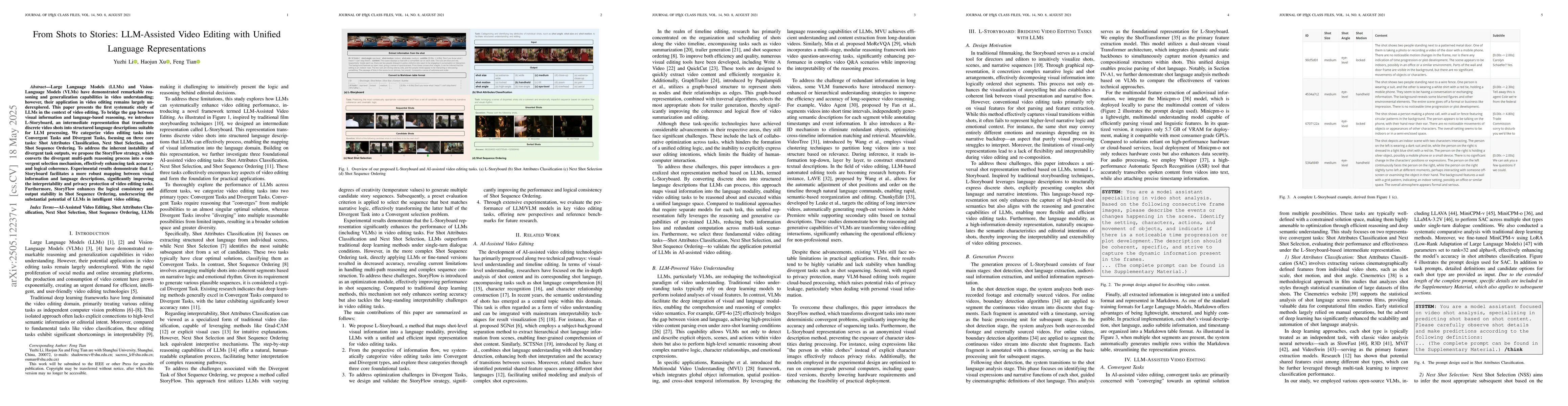 Thumbnail for From Shots to Stories: LLM-Assisted Video Editing with Unified Language
  Representations