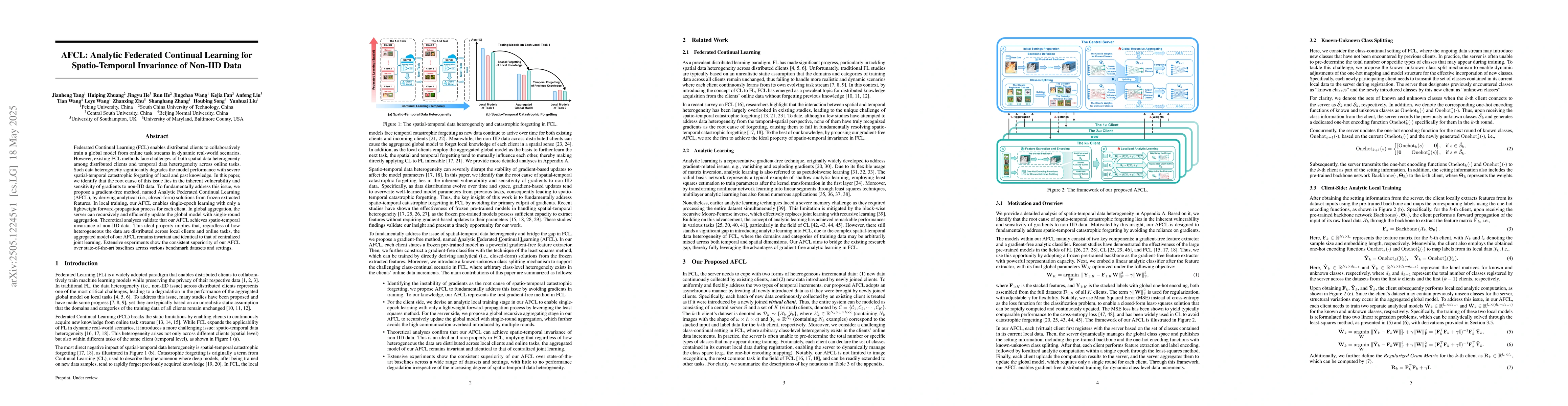 Thumbnail for AFCL: Analytic Federated Continual Learning for Spatio-Temporal
  Invariance of Non-IID Data