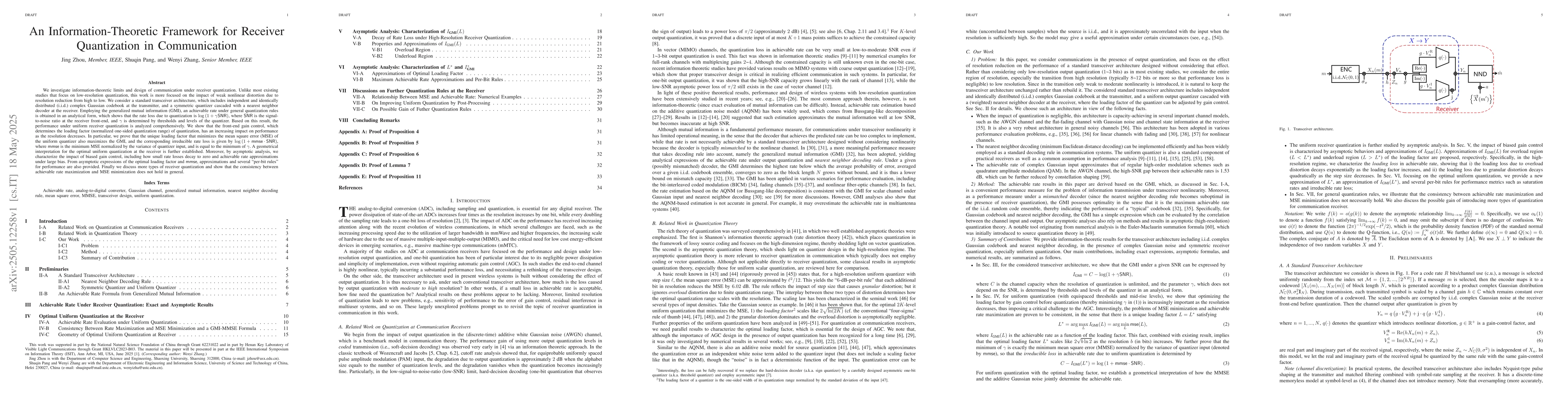 Thumbnail for An Information-Theoretic Framework for Receiver Quantization in
  Communication