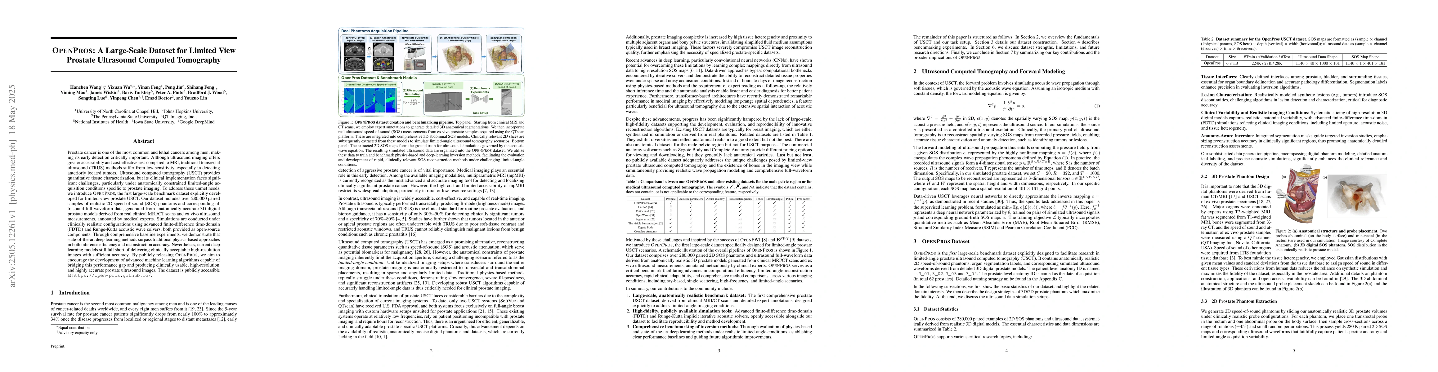 Thumbnail for OpenPros: A Large-Scale Dataset for Limited View Prostate Ultrasound
  Computed Tomography