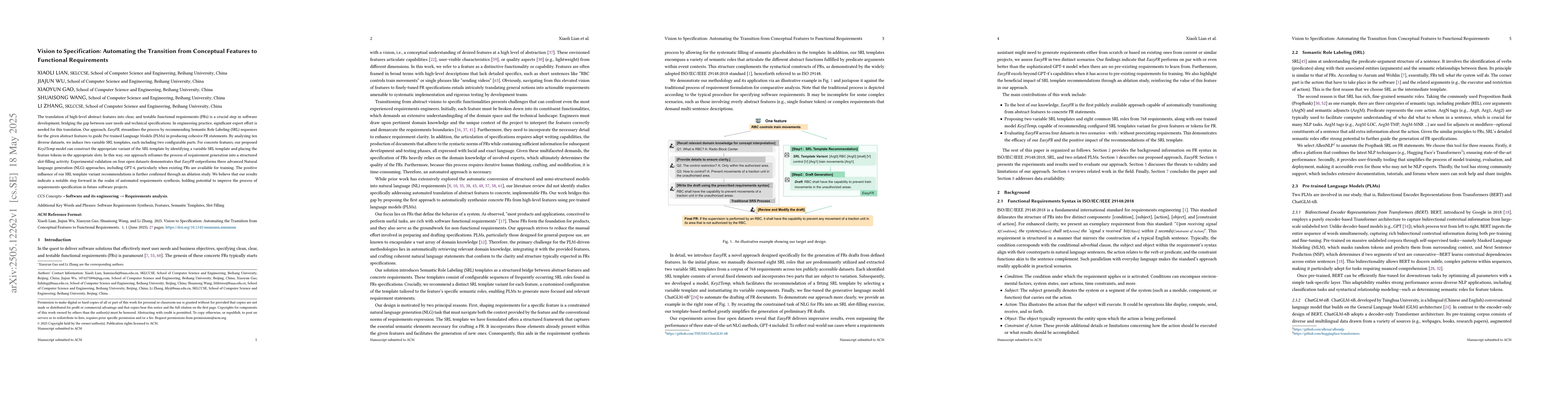 Thumbnail for Vision to Specification: Automating the Transition from Conceptual
  Features to Functional Requirements