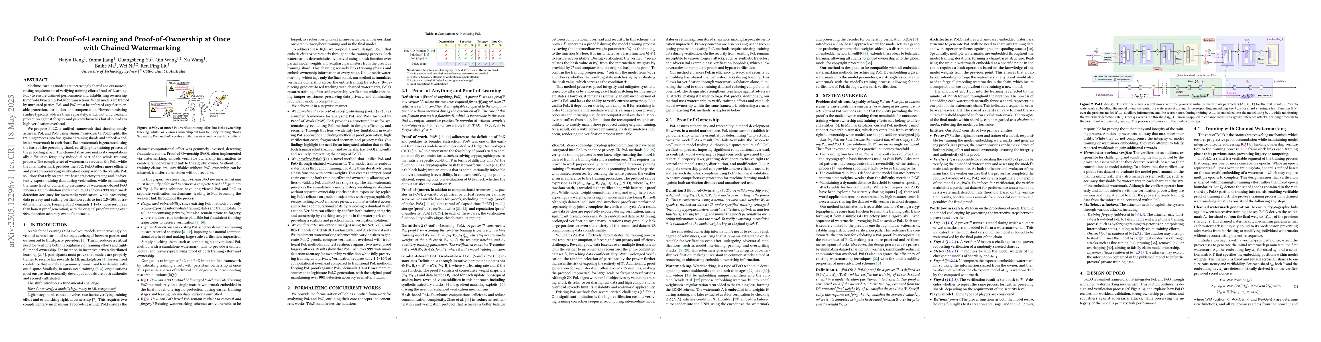 Thumbnail for PoLO: Proof-of-Learning and Proof-of-Ownership at Once with Chained
  Watermarking