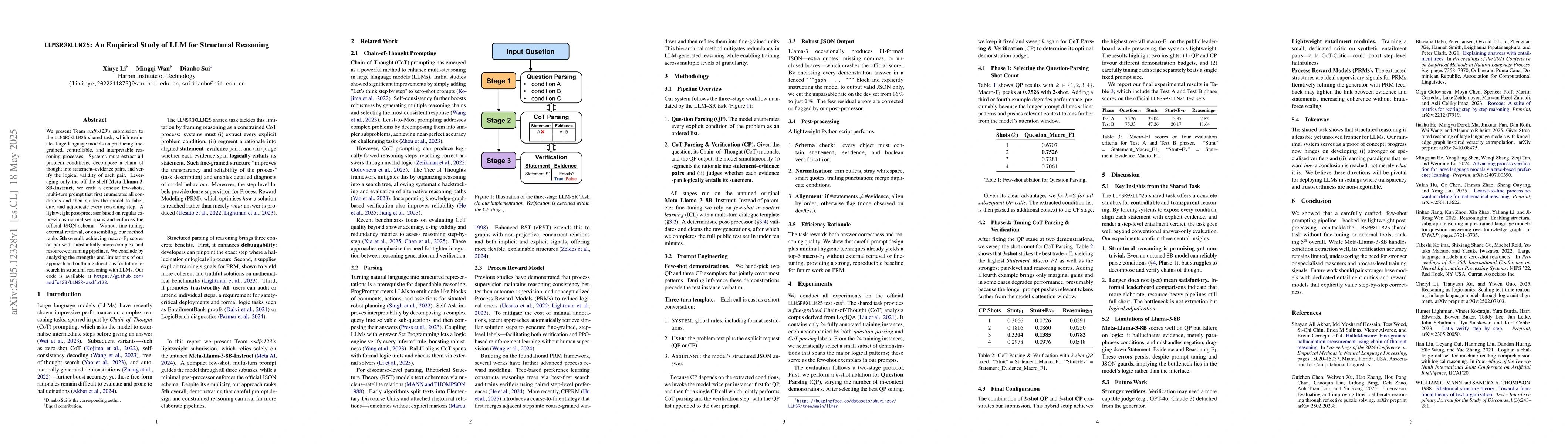 Thumbnail for LLMSR@XLLM25: An Empirical Study of LLM for Structural Reasoning