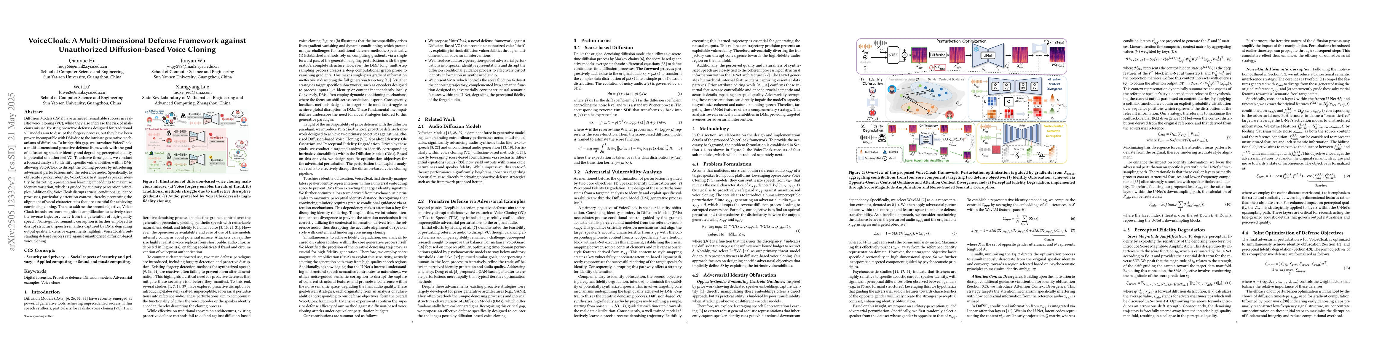 Thumbnail for VoiceCloak: A Multi-Dimensional Defense Framework against Unauthorized
  Diffusion-based Voice Cloning