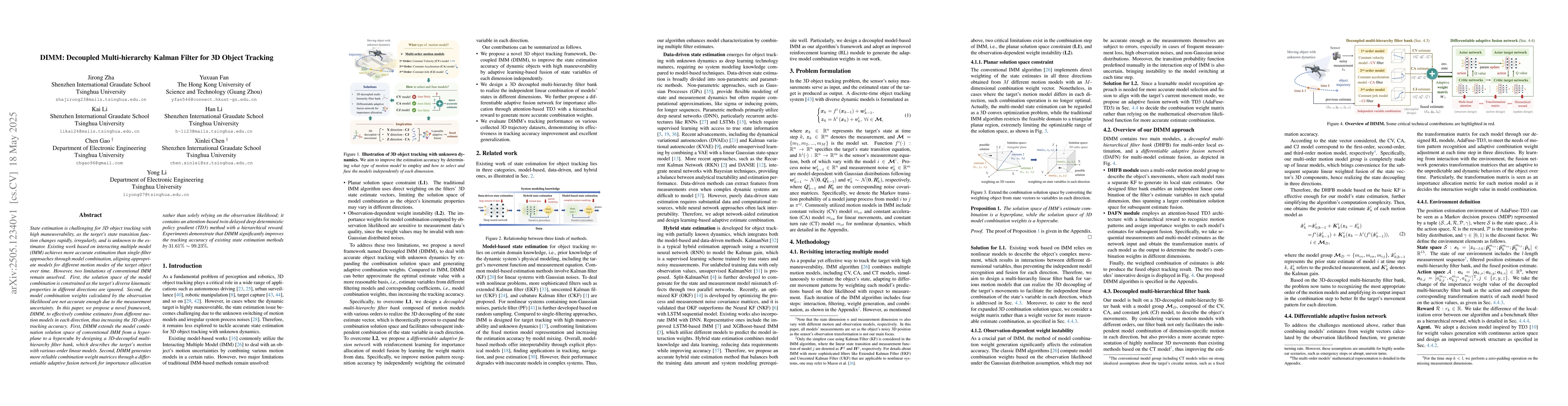 Thumbnail for DIMM: Decoupled Multi-hierarchy Kalman Filter for 3D Object Tracking